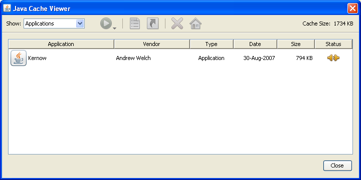 Java control panel - cache viewer